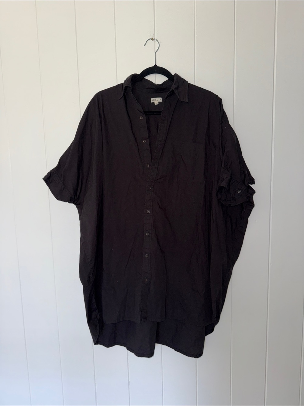 Acacia swimwear Black Button-Up shirt dress oversized